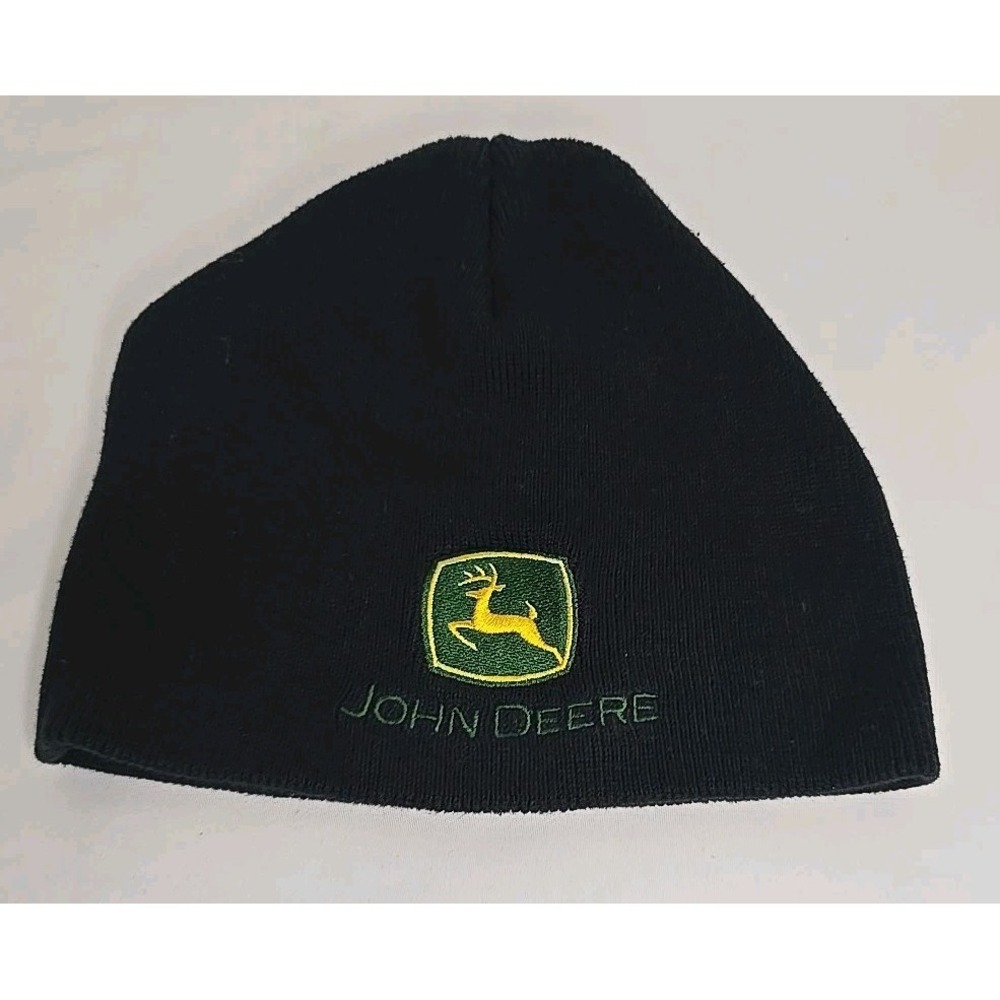 Child's John Deere Black Knit Beanie Embroidered Logo